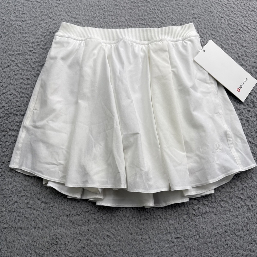 Lululemon Narrow Waistband Tennis Skirt Womens 4 Skort Pockets White Pickleball